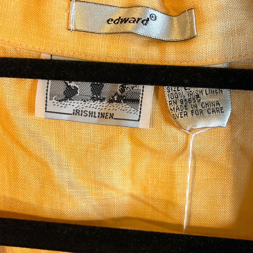 Edward 100% Irish linen sleeveless top. Orange crossbody tie. large. Fall. - Picture 4 of 11